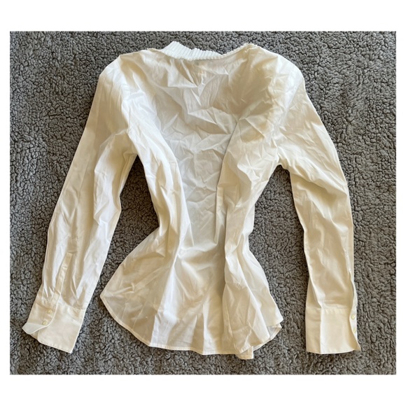 Ann Taylor LOFT✨NWT✨14 Ivory White Long Sleeve Ruffle Button Down Blouse. - Picture 4 of 5